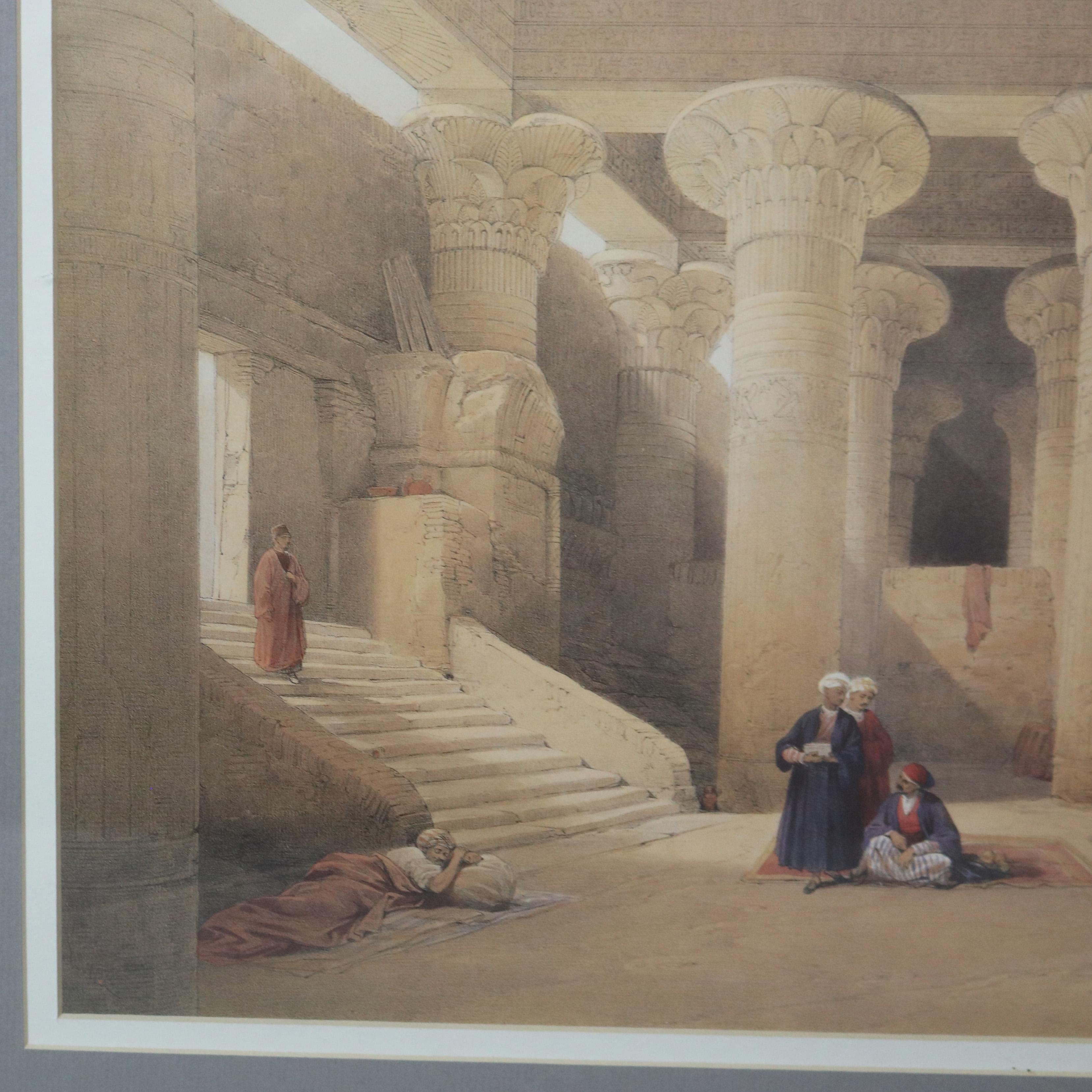 Paar antike Drucke des Hypaethral-Tempels in Philae & Esneh C1855 im Angebot 1