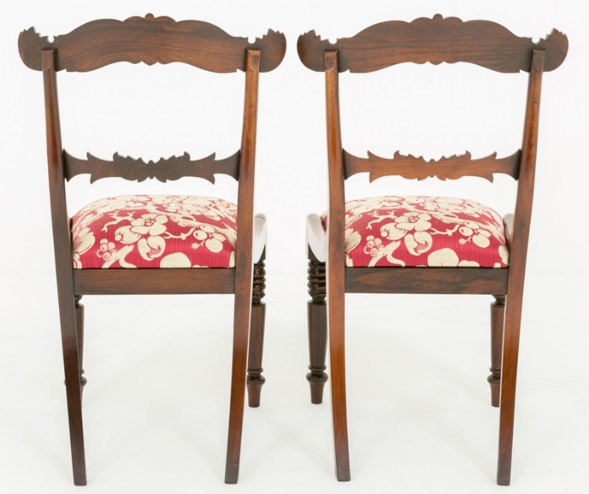 Pair Antique Regency Arm Chairs in Rosewood Dining Chair In Good Condition For Sale In Potters Bar, GB