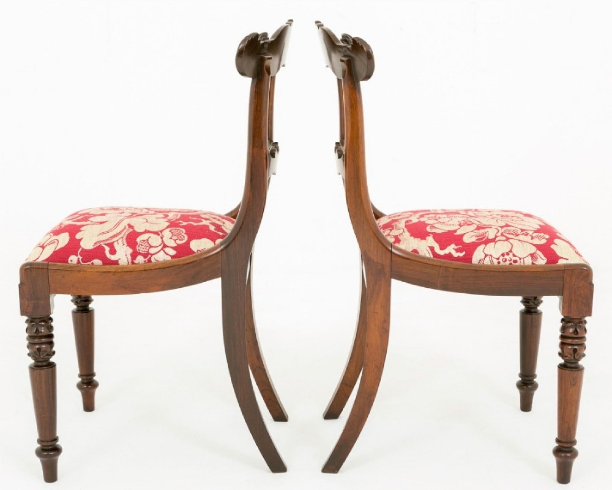 Late 20th Century Pair Antique Regency Arm Chairs in Rosewood Dining Chair