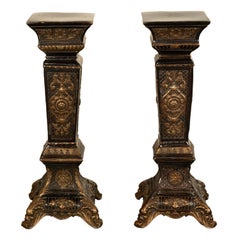 Pair Antique Regency Louis XV Style Gilt Bronze Pedestals Column Stands 1910