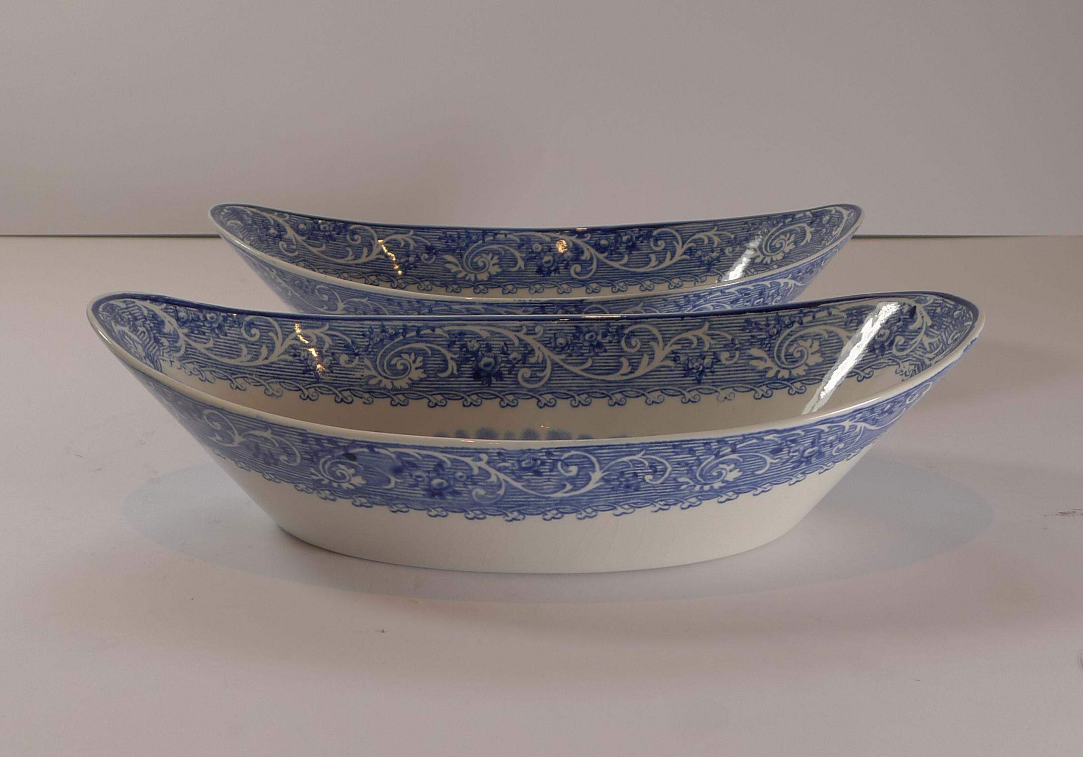 Pair Antique Ridgway Blue & White Bowls, Venice, c. 1920 4