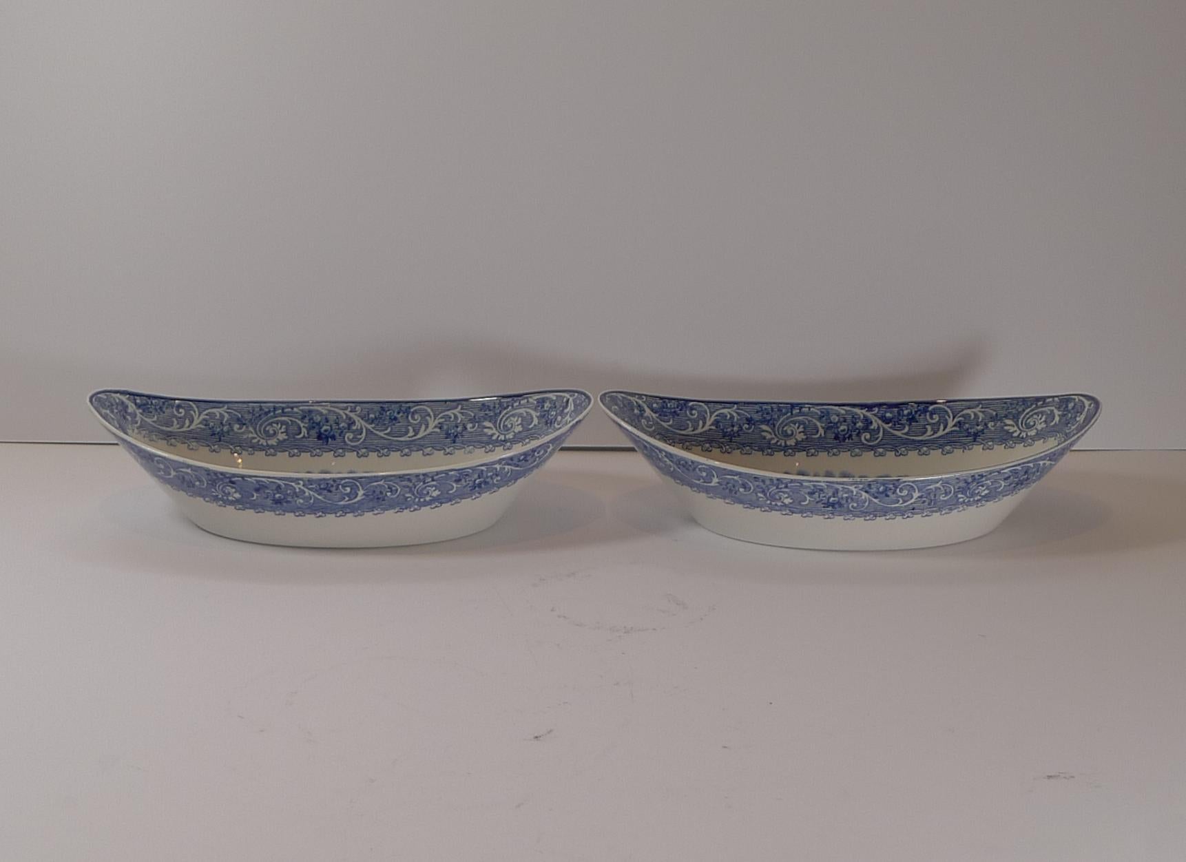 A most unusual pair of blue & white Ridgway bowls in the ever-popular 
