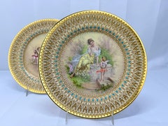 Pair, Antique Royal Vienna "Labors of Cupid" Porcelain 9.5" Plates