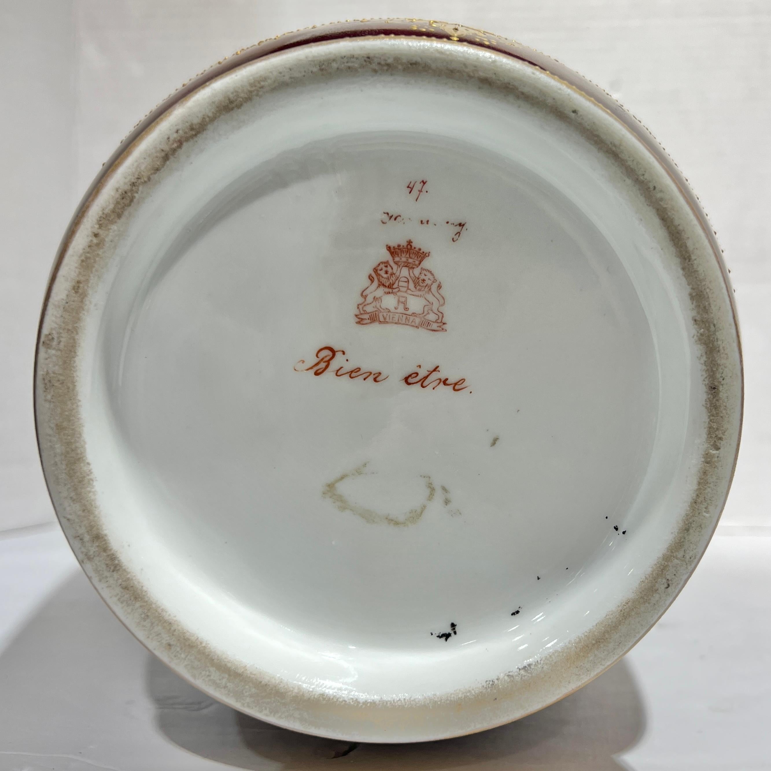 20th Century Pair Antique Royal Vienna Porcelain Portrait Vases After Max Nonnenbruch For Sale