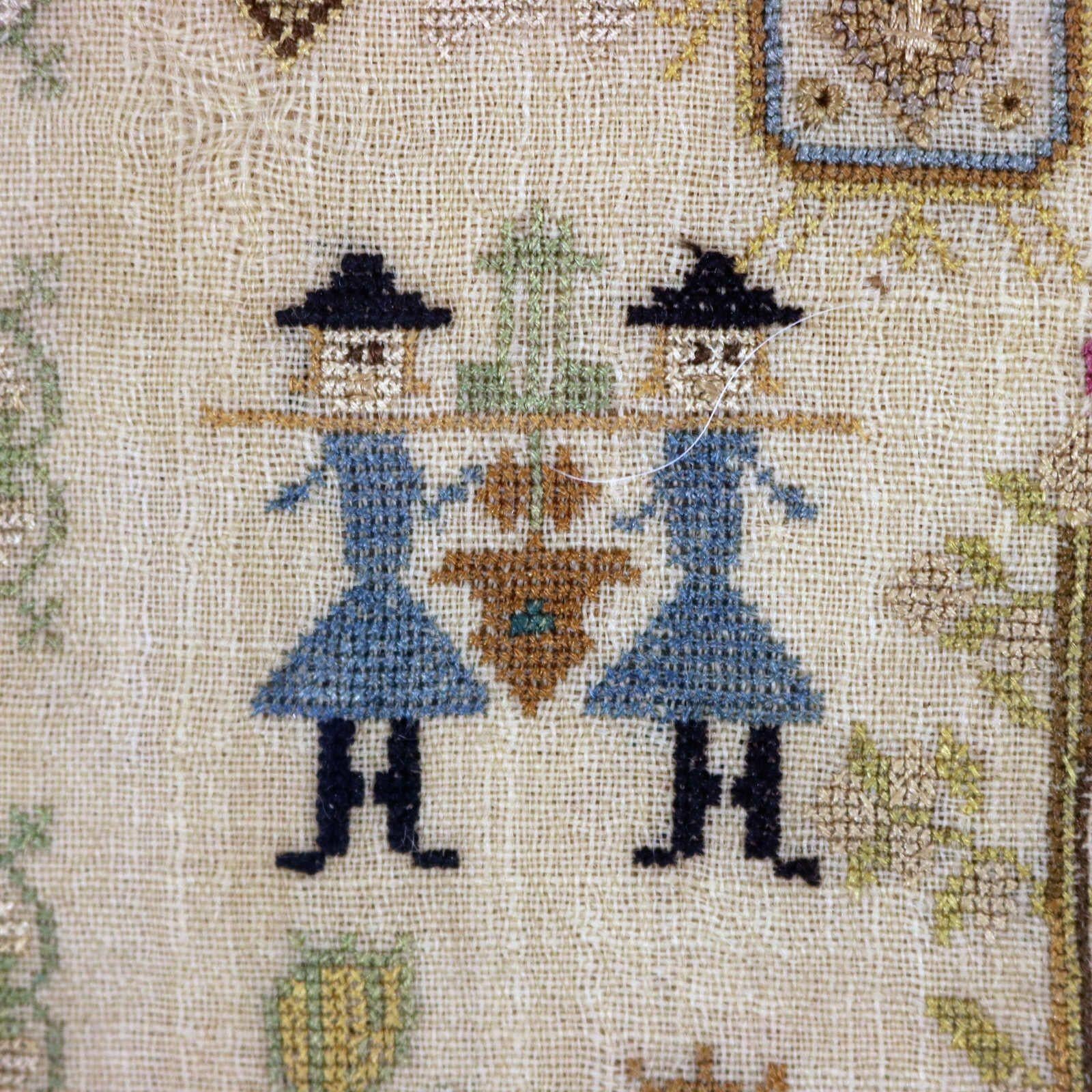 Pair Antique Samplers, 1803, by Ruth Orsmond 9