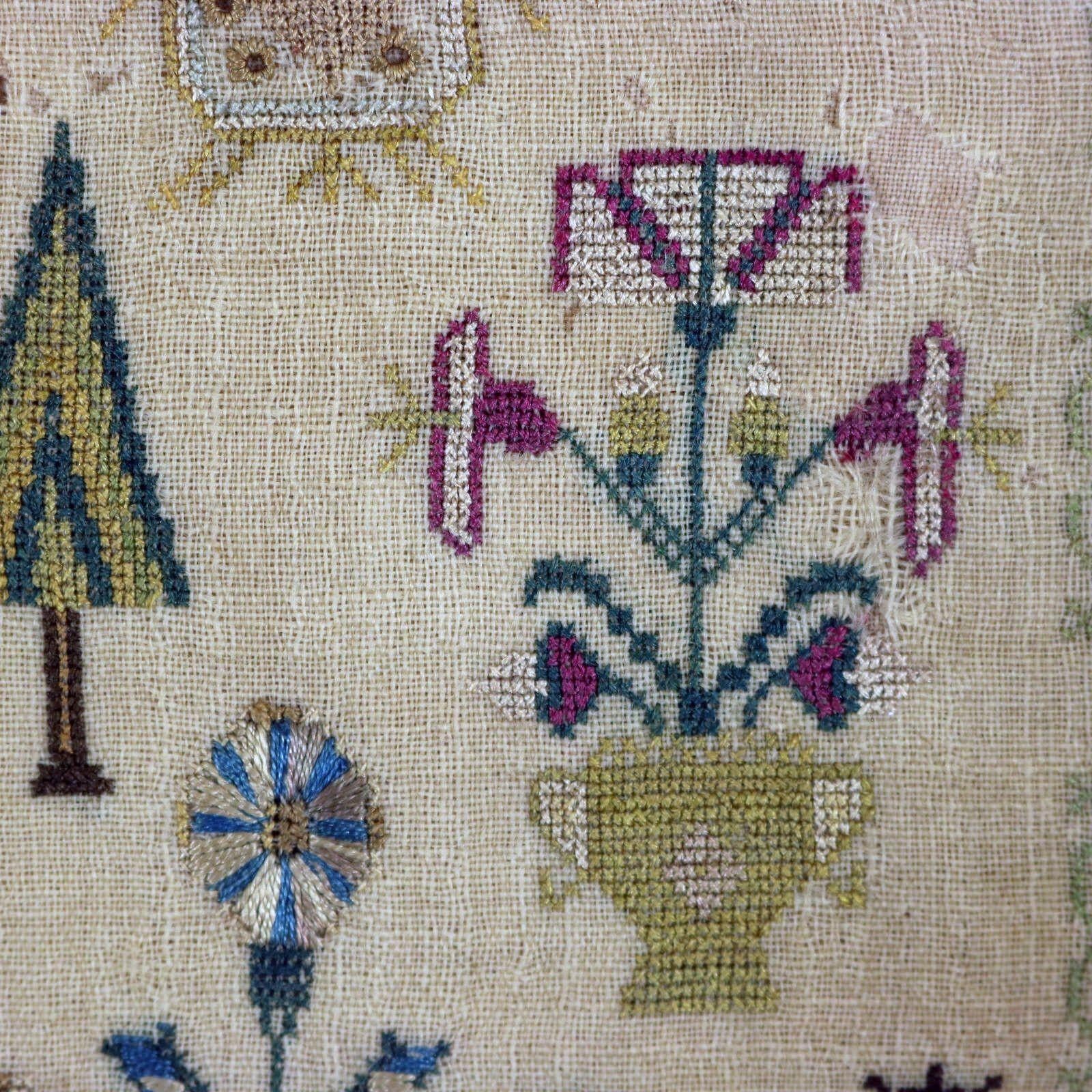 Pair Antique Samplers, 1803, by Ruth Orsmond 10
