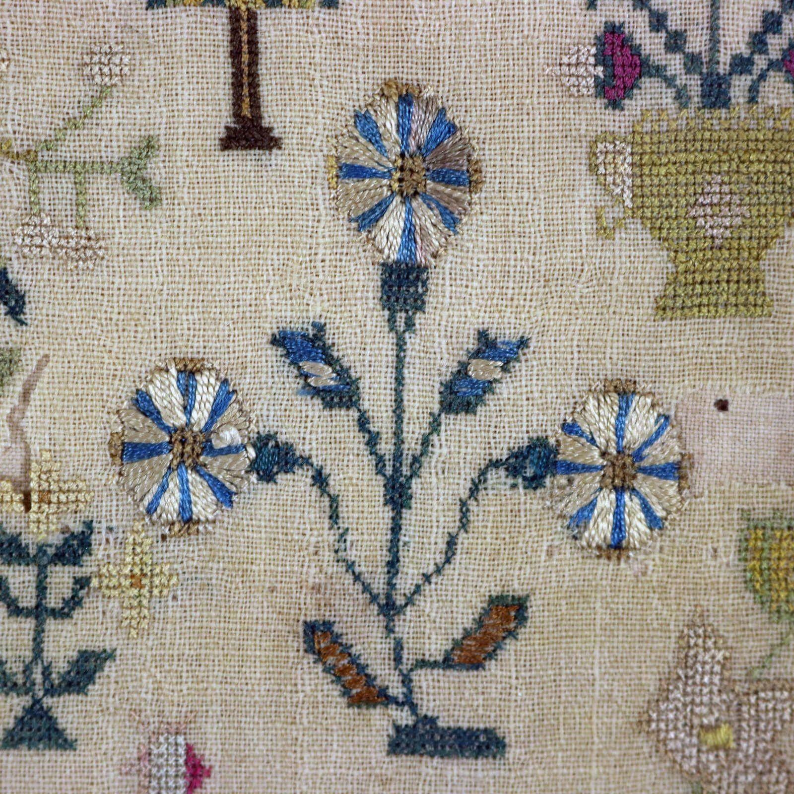Pair Antique Samplers, 1803, by Ruth Orsmond 11
