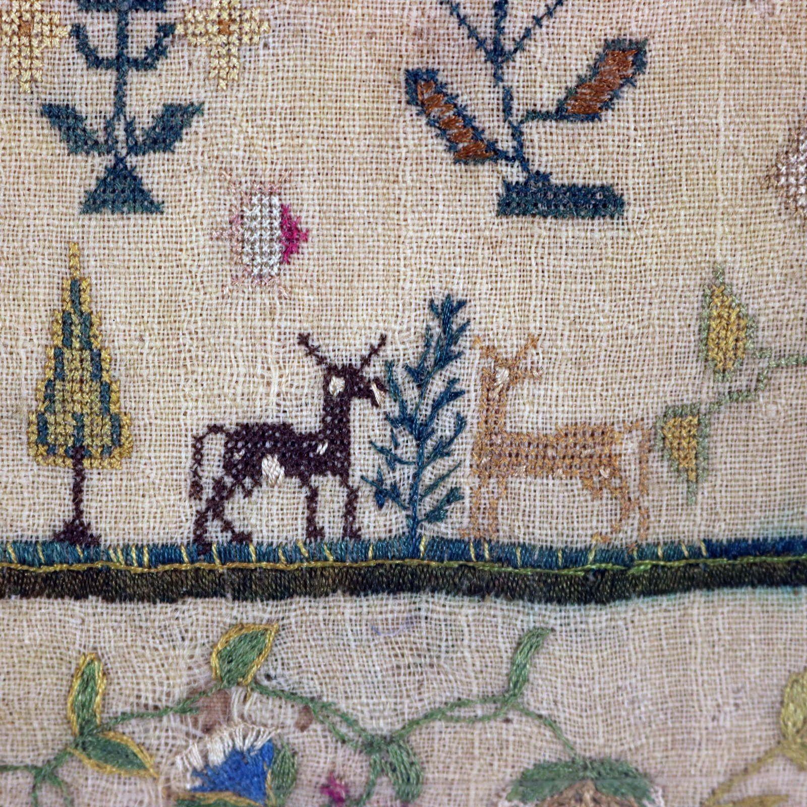 Pair Antique Samplers, 1803, by Ruth Orsmond 12