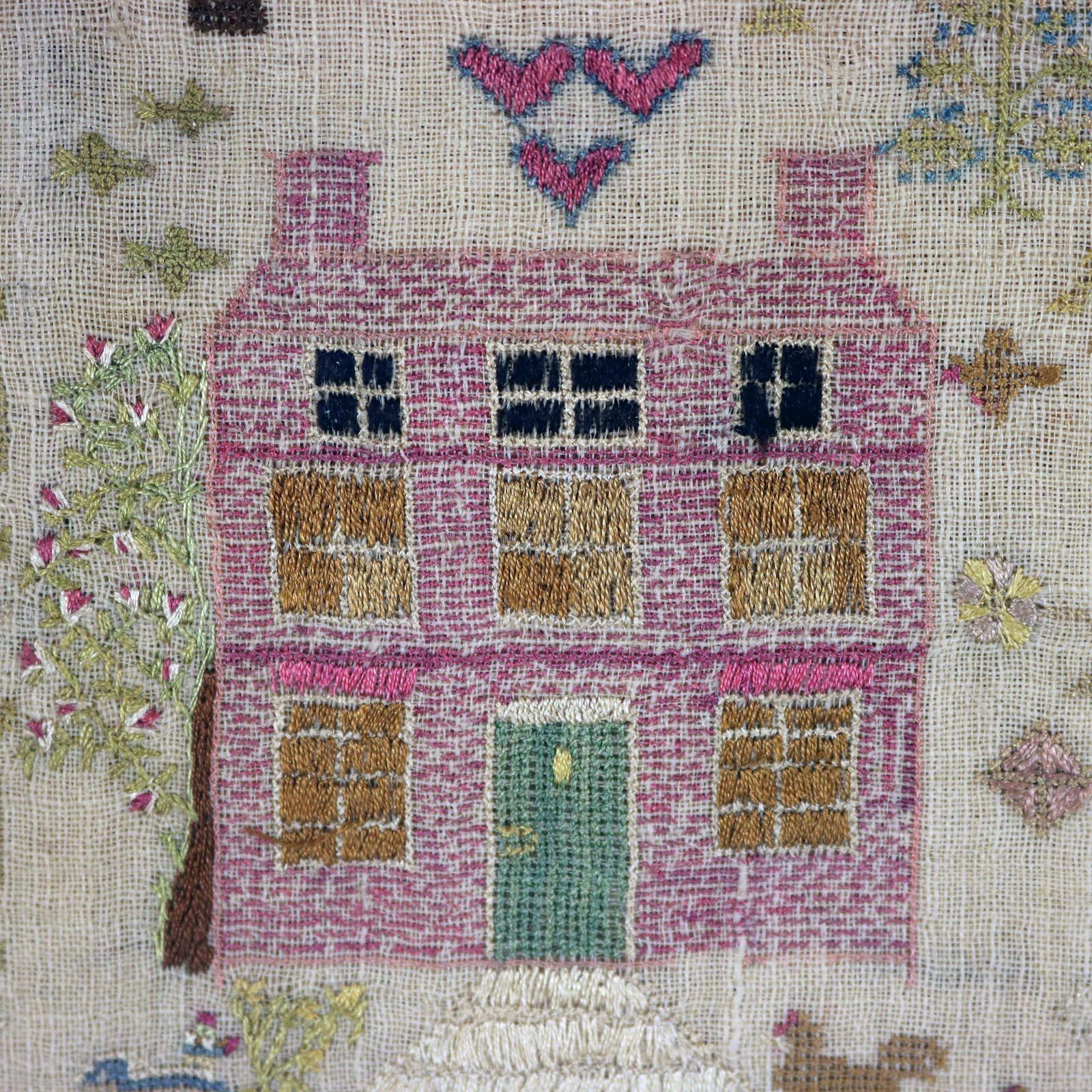 Pair Antique Samplers, 1803, by Ruth Orsmond 1