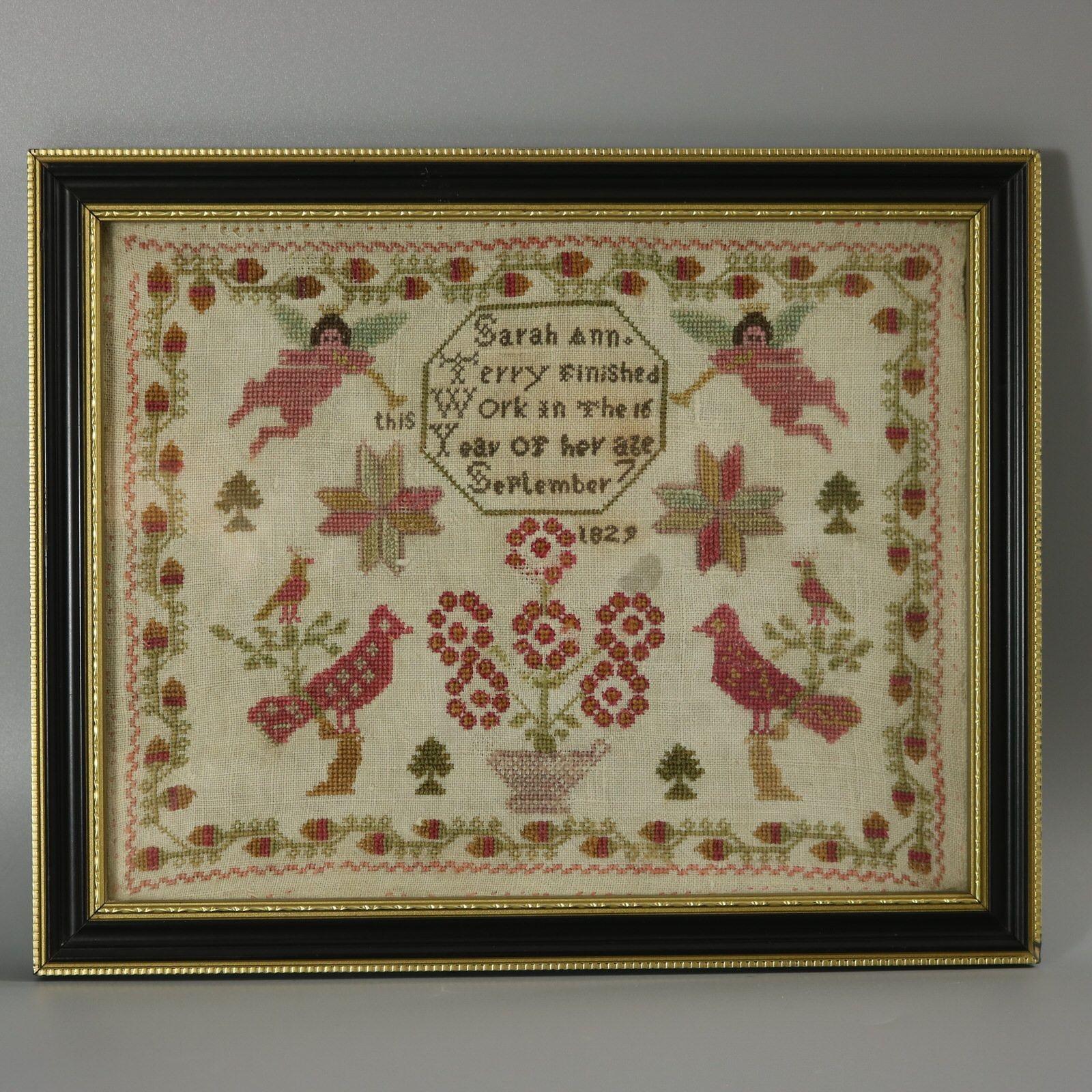 Pair Antique Samplers, 1825 and 1829, by Sarah Ann Terry 4