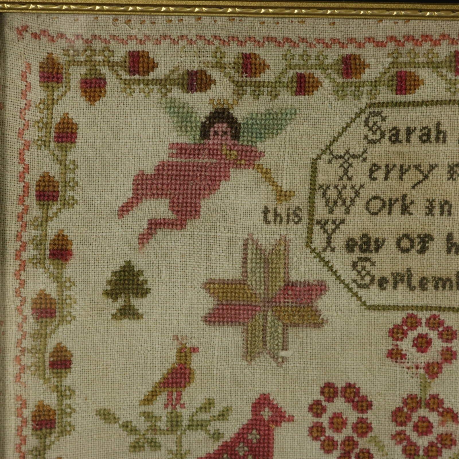 Pair Antique Samplers, 1825 and 1829, by Sarah Ann Terry 5