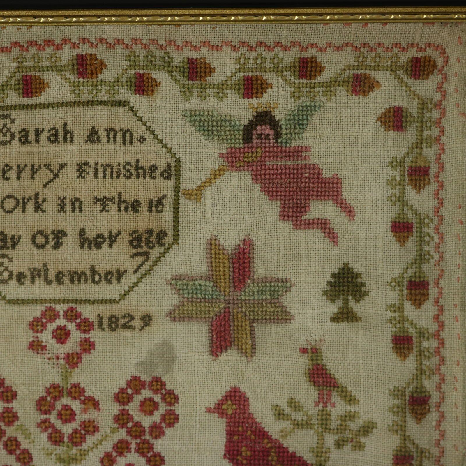 Pair Antique Samplers, 1825 and 1829, by Sarah Ann Terry 6