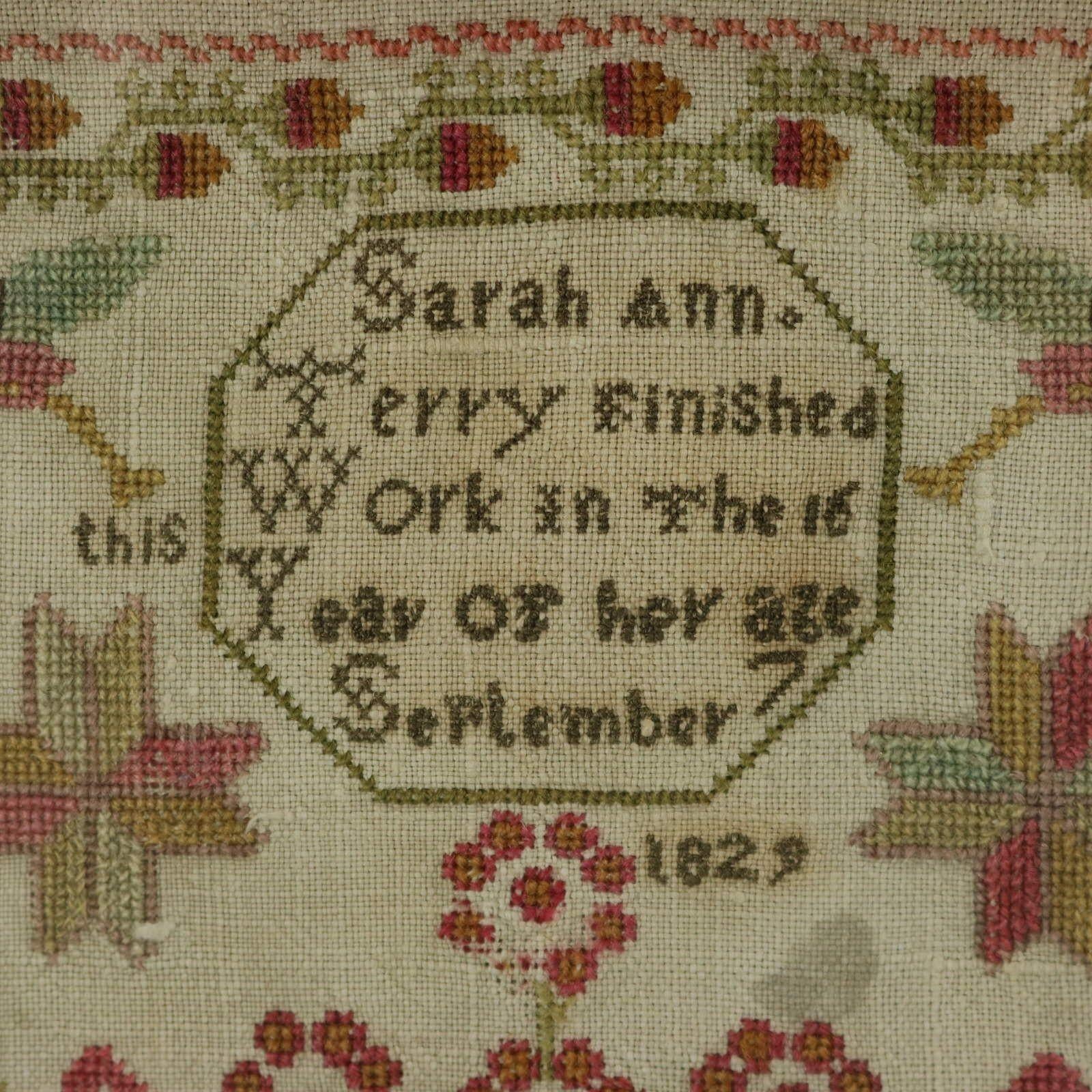Pair Antique Samplers, 1825 and 1829, by Sarah Ann Terry 9