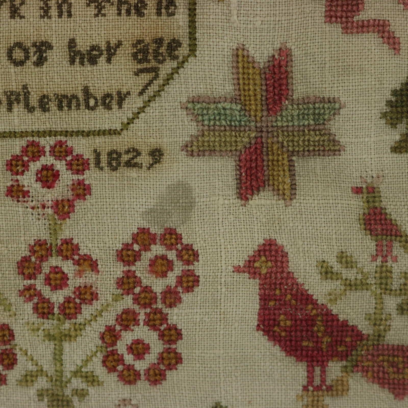 Pair Antique Samplers, 1825 and 1829, by Sarah Ann Terry 10