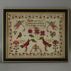 Pair Antique Samplers, 1825 and 1829, by Sarah Ann Terry