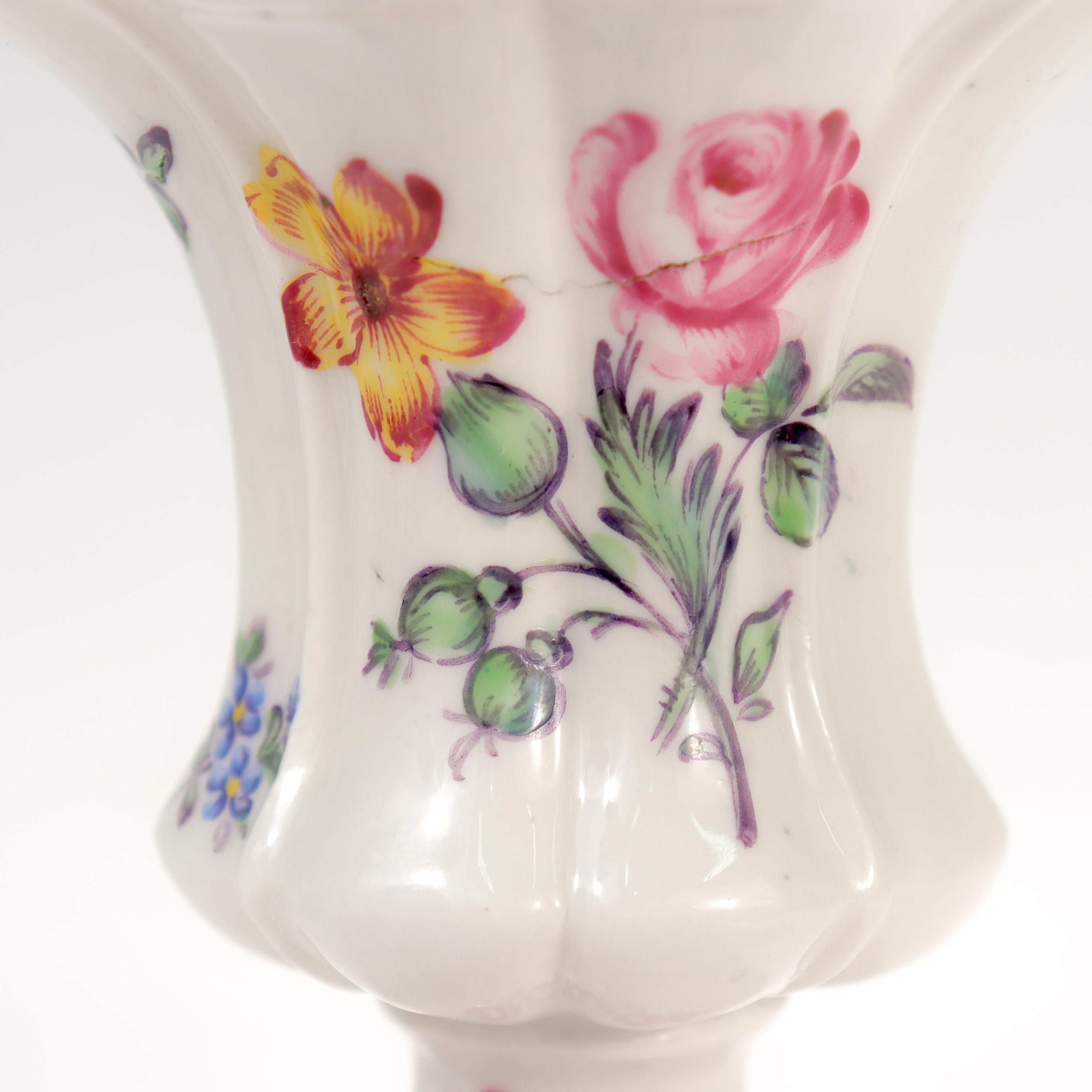Pair Antique Samson Mennecy Style Tole Peinte & Porcelain Flower Vases/Cachepots For Sale 10