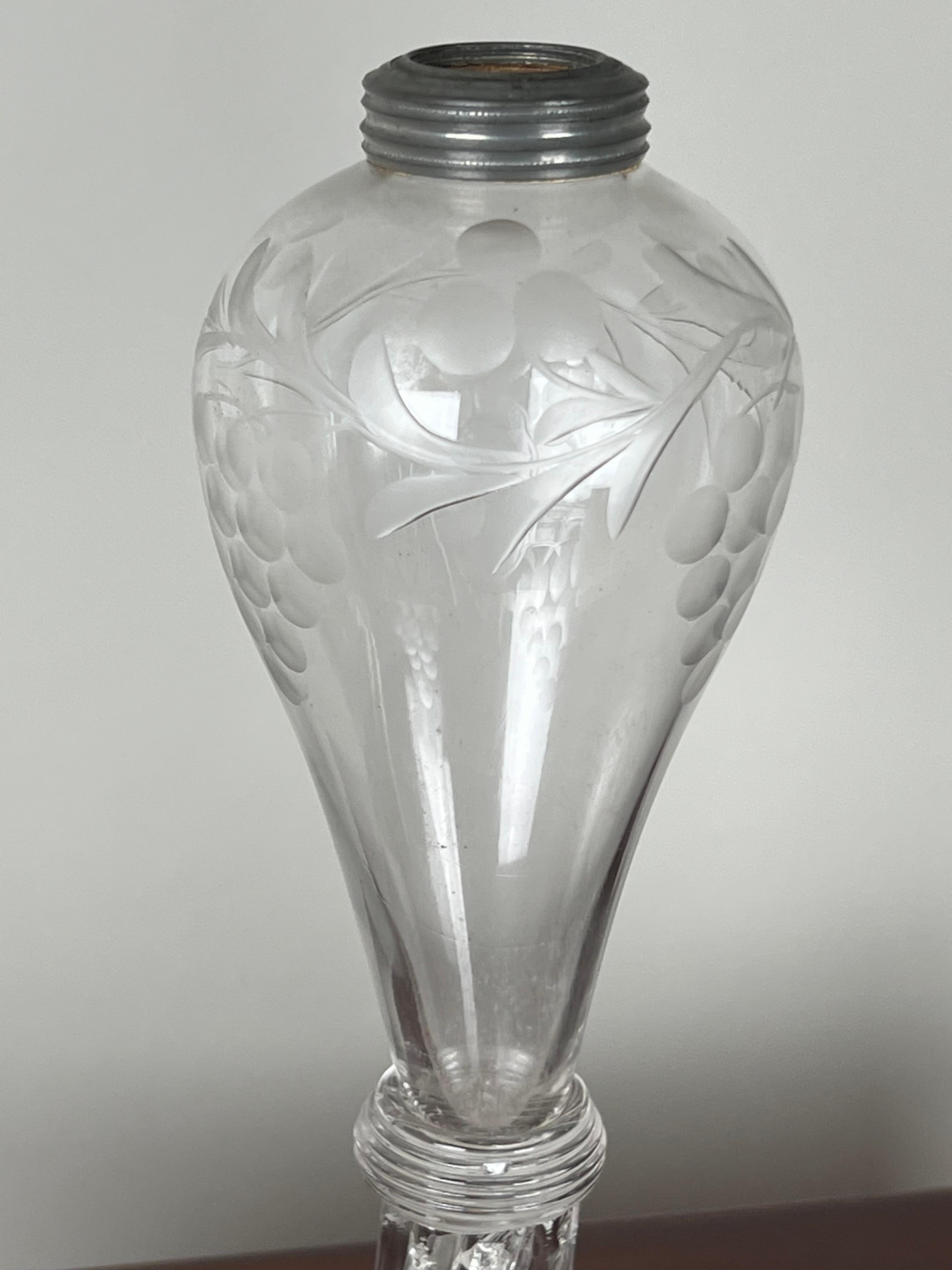 American Pair Antique Sandwich Glass Whale Oil Lamps c. 1820 For Sale