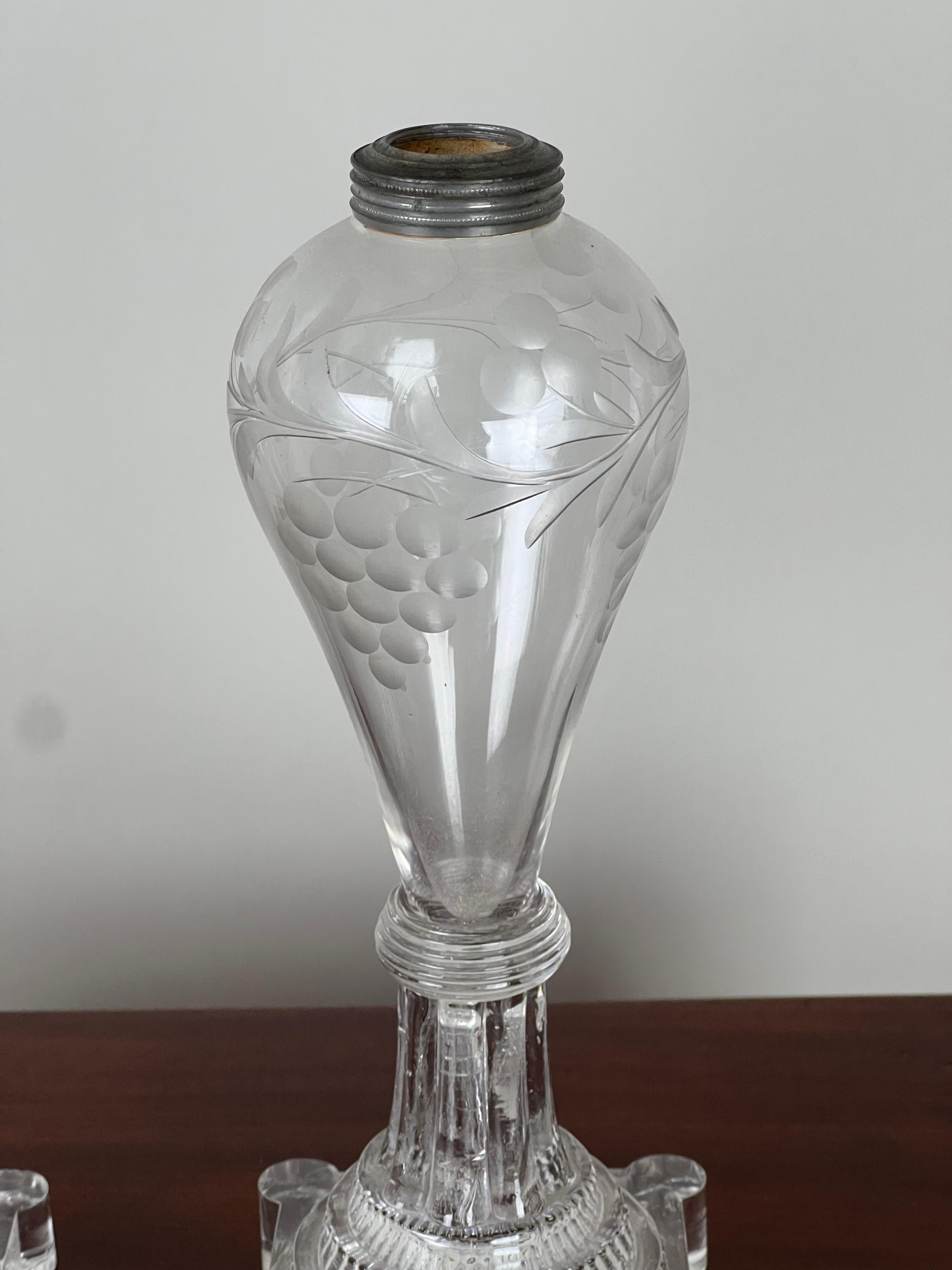 Pair Antique Sandwich Glass Whale Oil Lamps c. 1820 In Good Condition For Sale In Westfield, MA