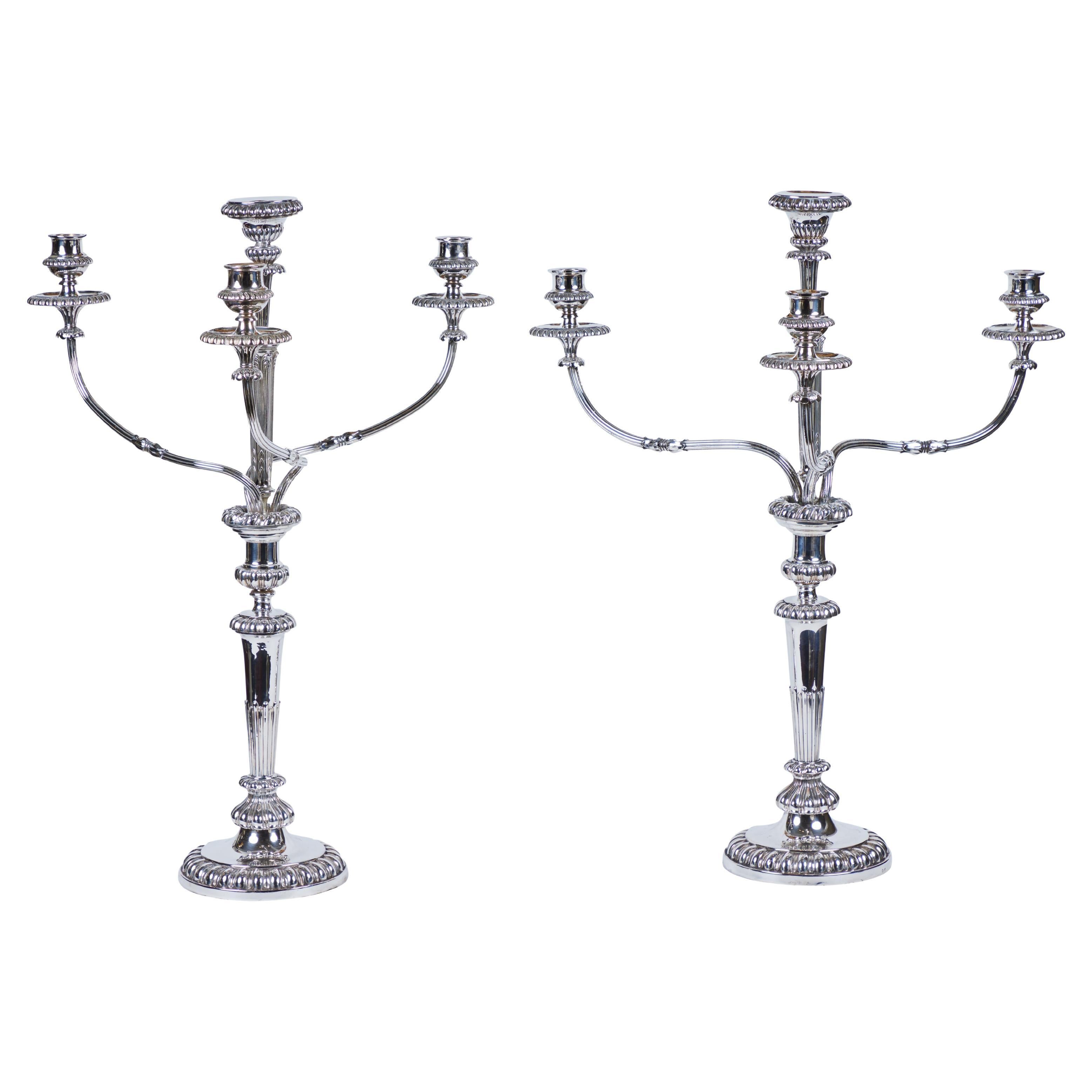 Pair Antique Sheffield Candelabra For Sale