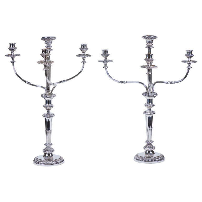 Pair Antique Sheffield Candelabra For Sale at 1stDibs