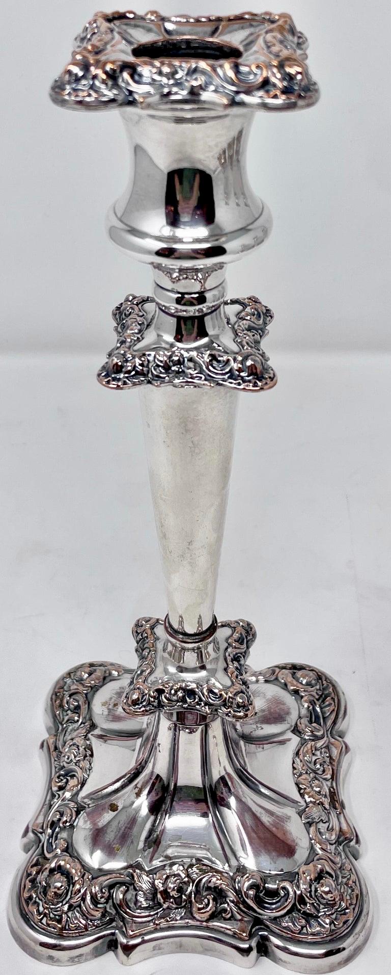 English Pair Antique Sheffield Candlesticks, circa 1860-1870 For Sale