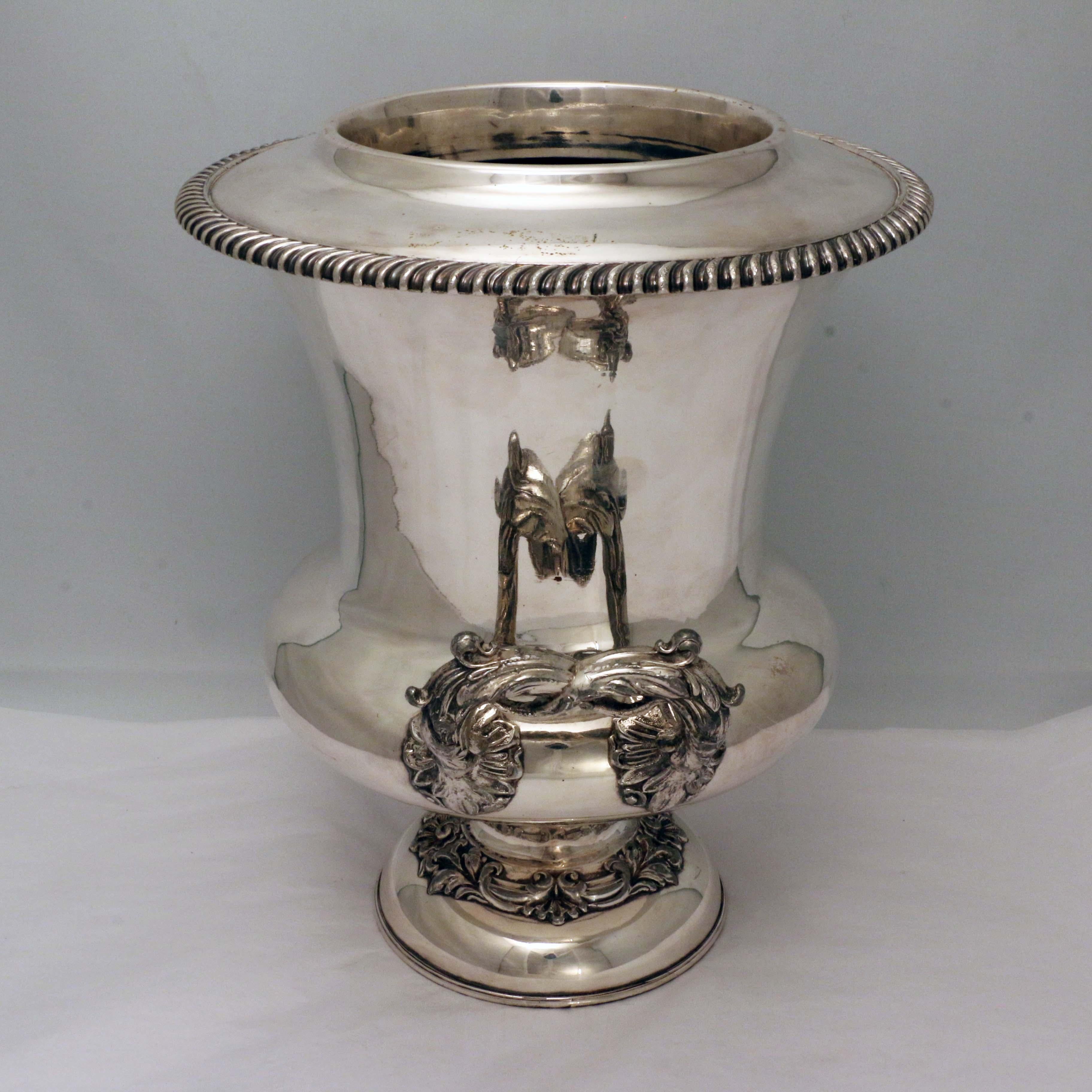 British Pair of Antique Sheffield Silver Plate Wine Coolers