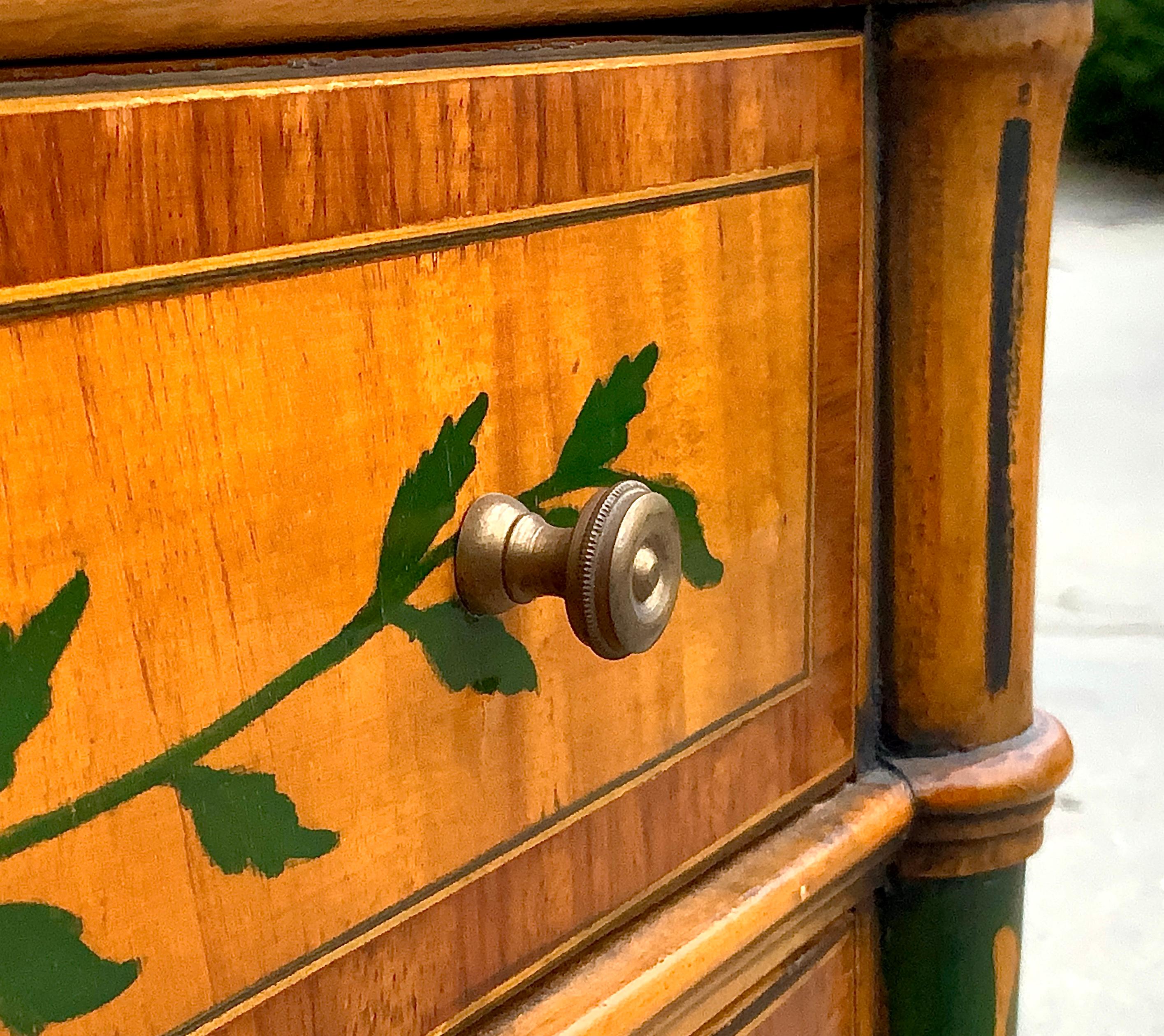 Pair of Antique Sheraton Style Hand Painted Inlaid Cabinets Nightstands 6