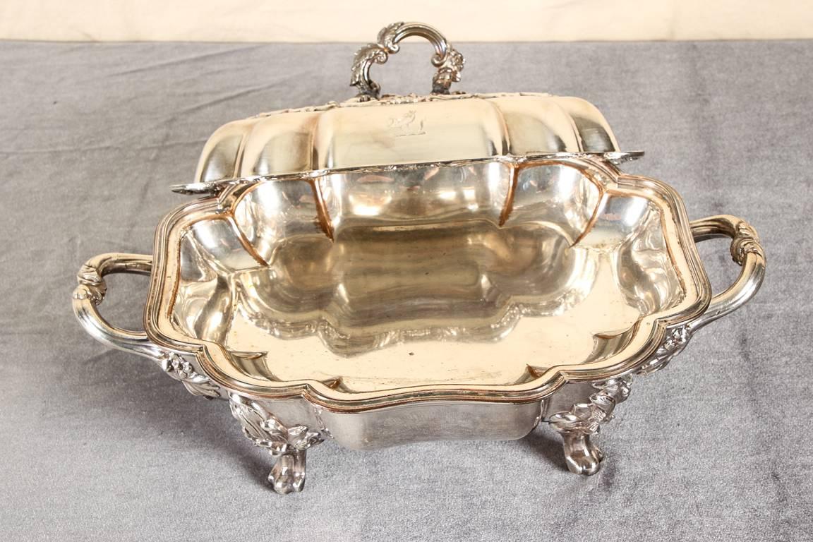 Antique Silver Plate Lidded Serving Dishes from the Estate of Eartha Kitt, Pair 1