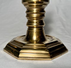 Pair Antique Solid Brass English Candlesticks