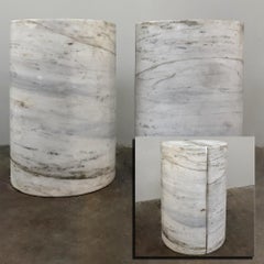 Pair of Mid-Century Solid Marble Half-Columns, Table Pedestals