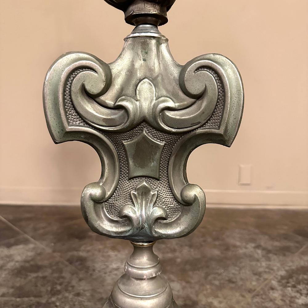 PAIR Lampadaire en étain massif ancien de style baroque en vente 7