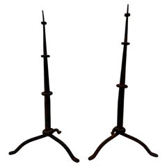 Pair, Antique Spanish Colonial Style Iron Prickets