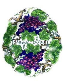 Pair Antique Spode Green Grapes Pattern Dishes England Circa 1820