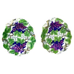 Pair Antique Spode Green Grapes Pattern Dishes England Circa 1820