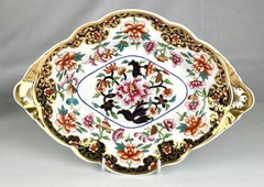 Paar antike Spode-Geschirr in ovaler Form, dekoriert mit Aquarellfarben, England, um 1825