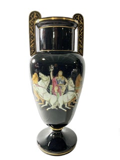 Pair Black and Gold Staffordshire Pottery Vases Circa 1880