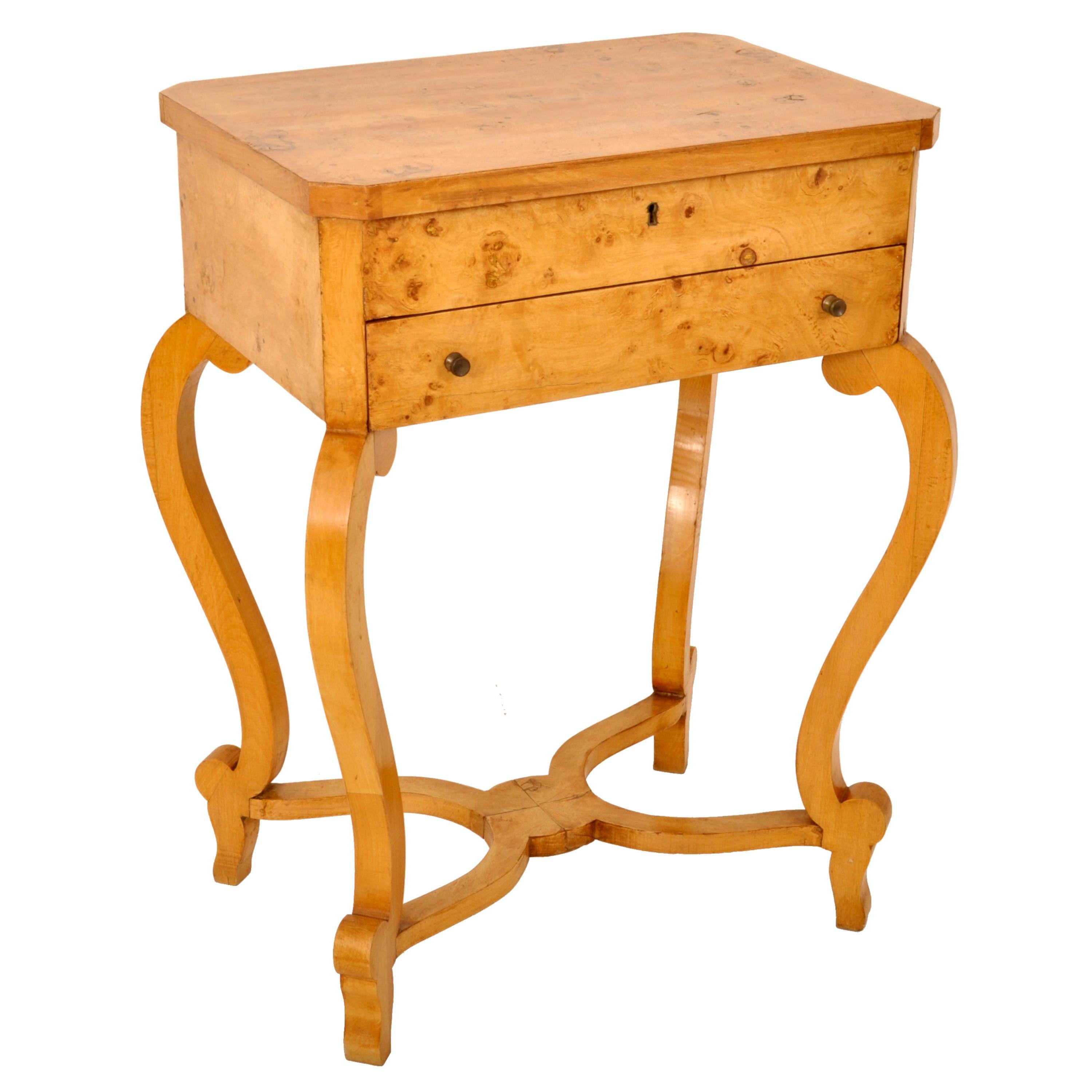Pair Antique Swedish Biedermeier Golden Birch Side Dressing Tables Nightstands 7