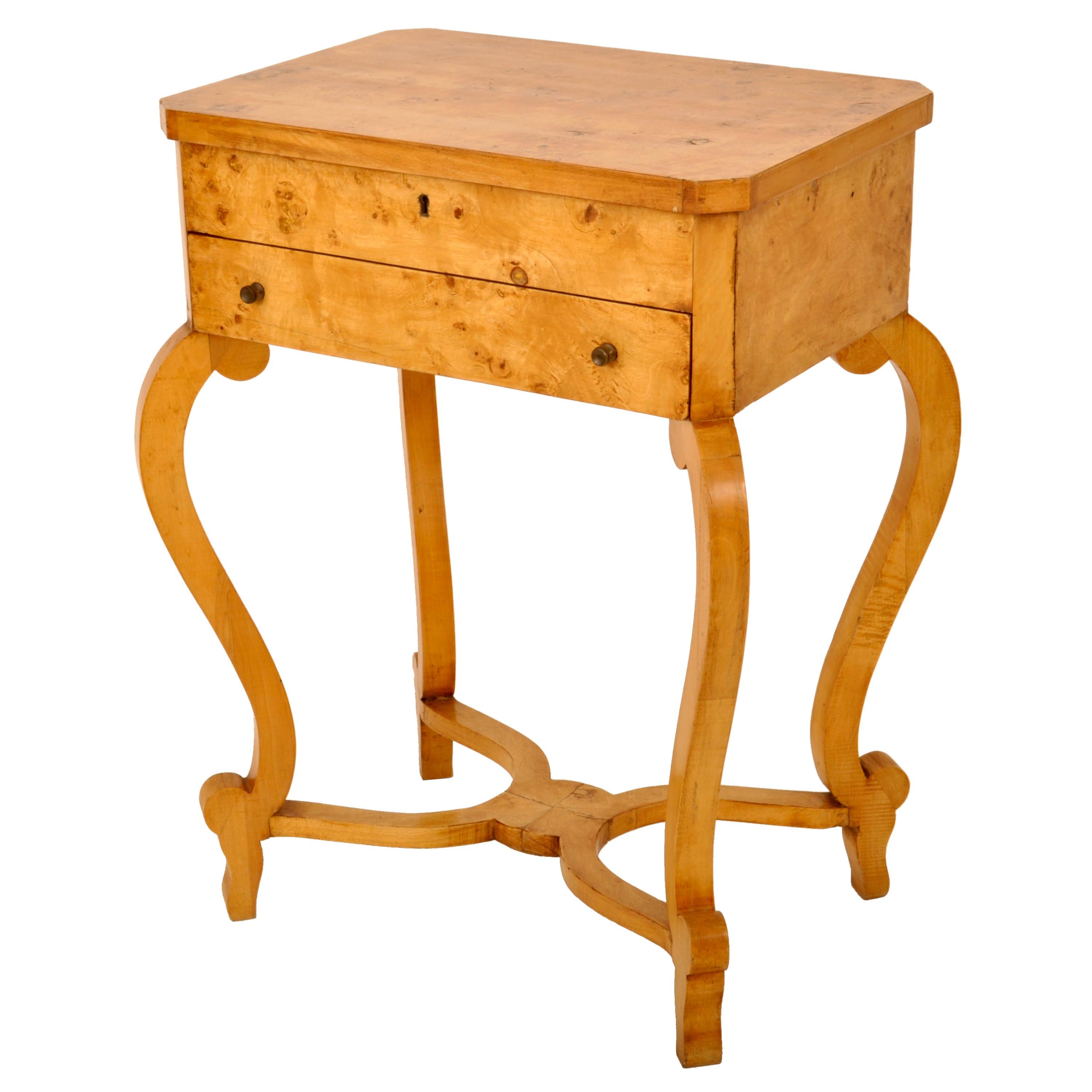 Pair Antique Swedish Biedermeier Golden Birch Side Dressing Tables Nightstands 8