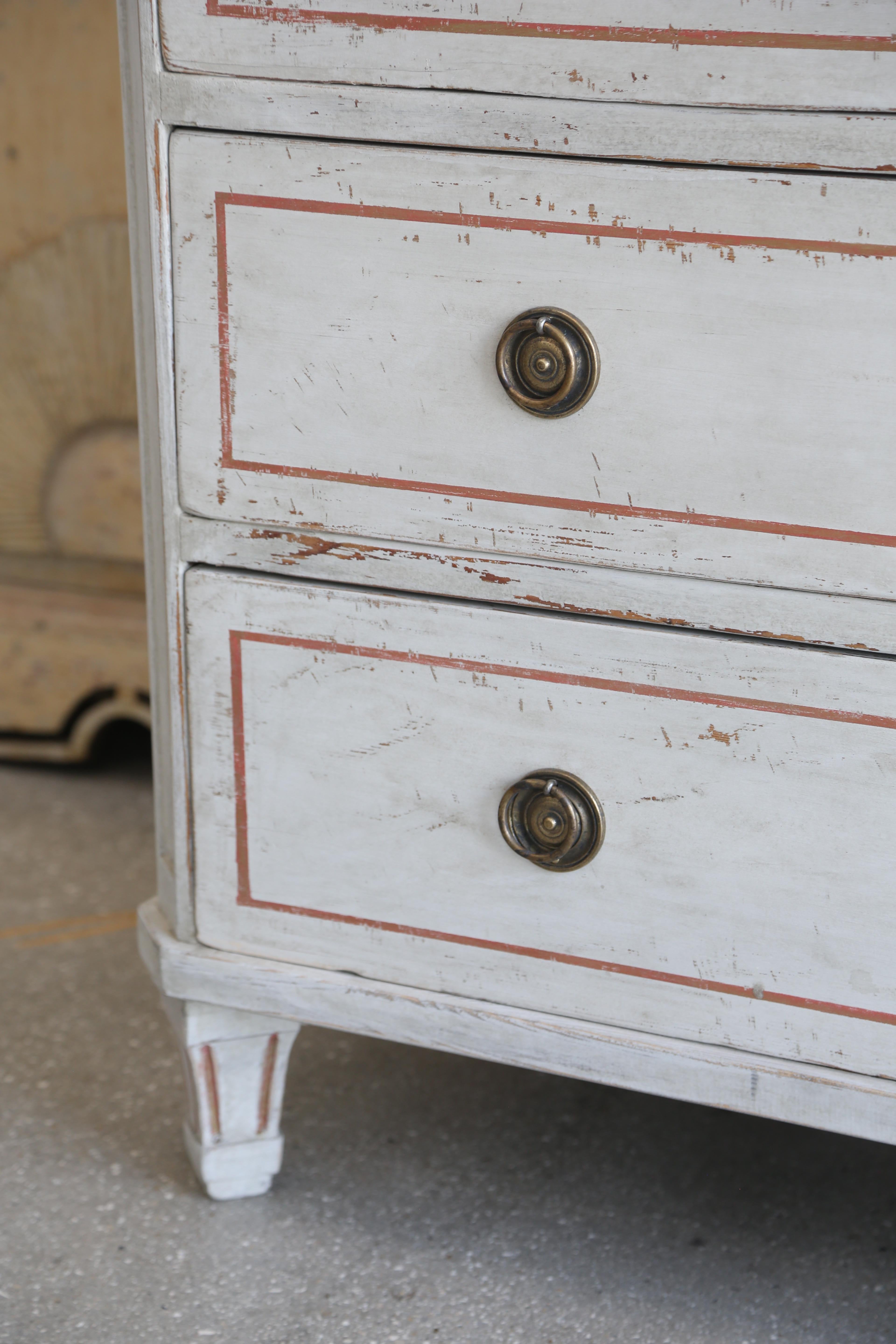 Pair of Antique Swedish Gustavian, Painted Chests Gold Leaf, Late 19th Century 1
