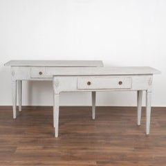 Pair, Antique Swedish Gustavian Style White Painted Console Side Tables, circa 1