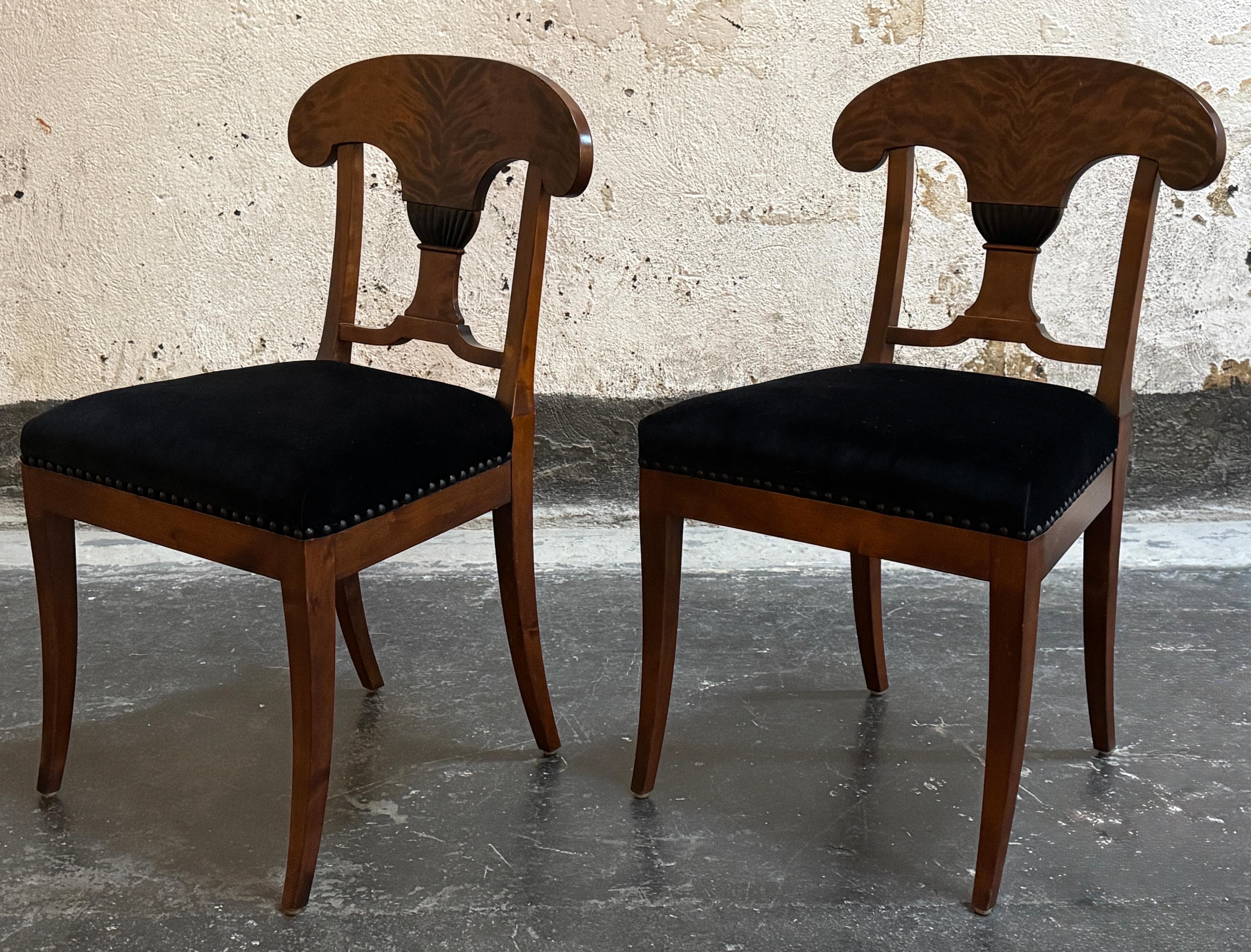 Hand-Crafted Pair Antique Swedish Karl Johan Revival (Biedermeier) Chairs - Fully Restored For Sale