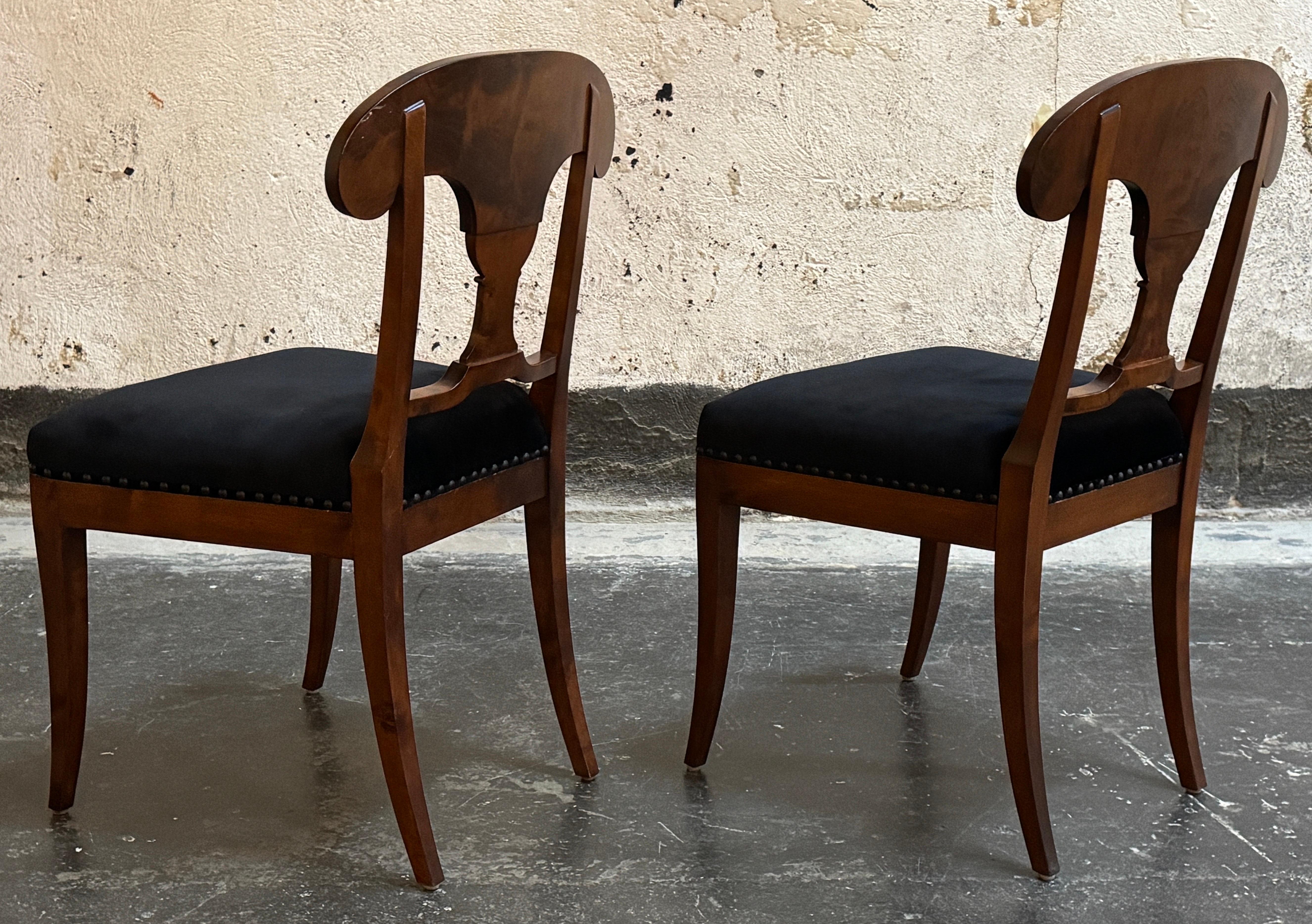 Pair Antique Swedish Karl Johan Revival (Biedermeier) Chairs - Fully Restored For Sale 1