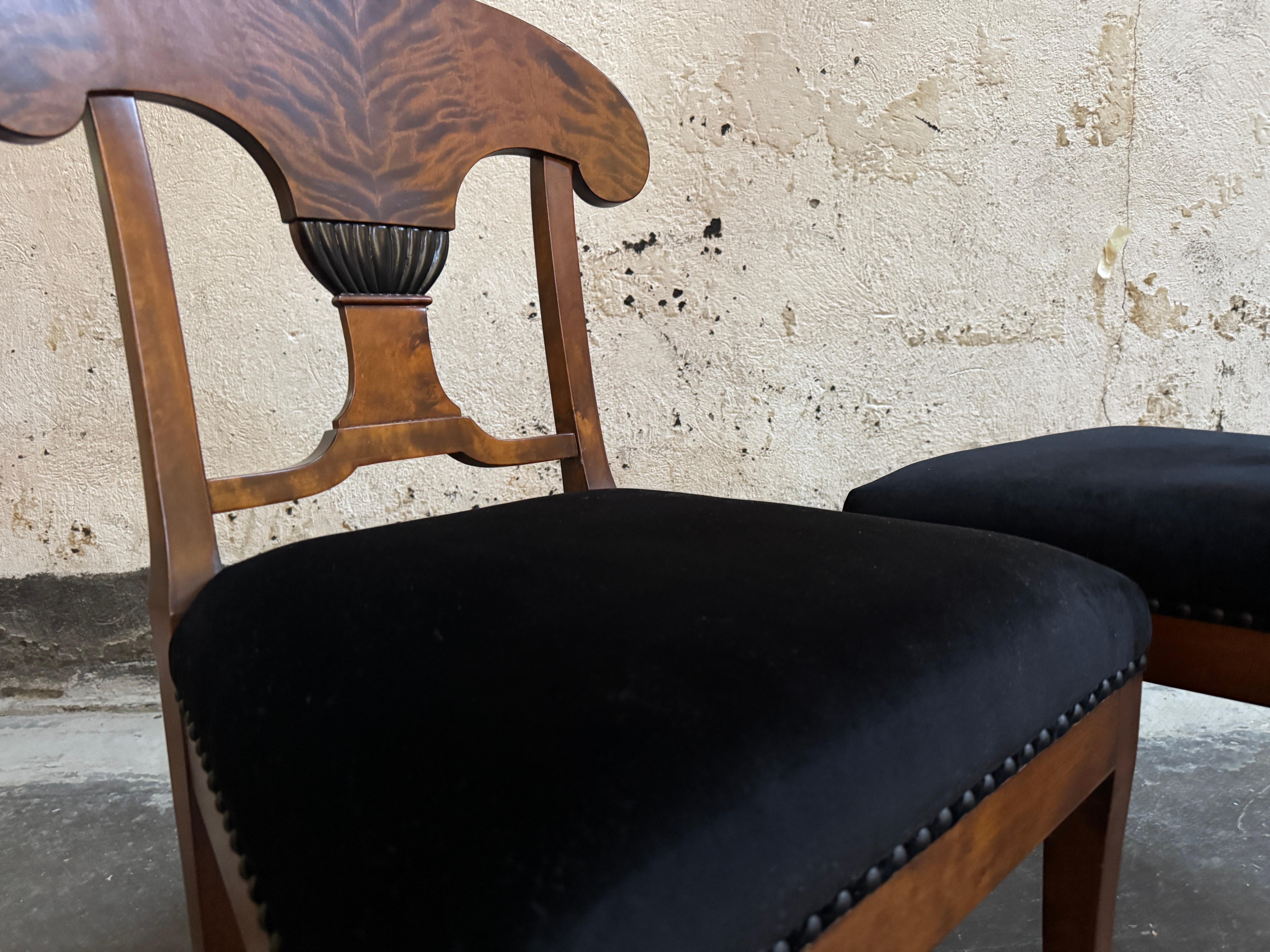 Pair Antique Swedish Karl Johan Revival (Biedermeier) Chairs - Fully Restored For Sale 3