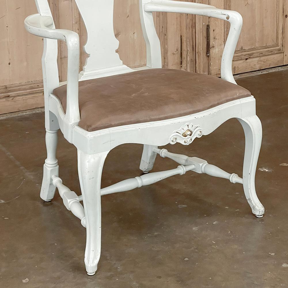 Pair Antique Swedish Painted Armchairs in the Queen Anne Style For Sale 4