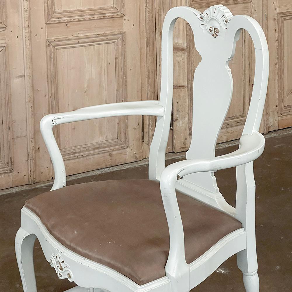 Pair Antique Swedish Painted Armchairs in the Queen Anne Style For Sale 5