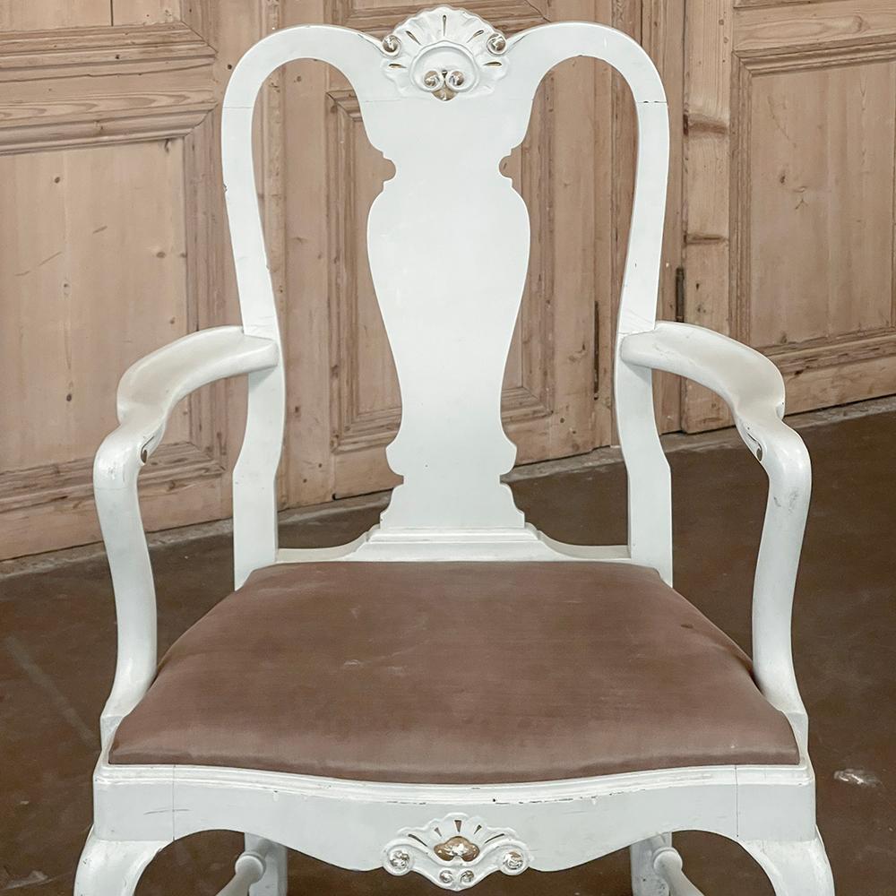 Pair Antique Swedish Painted Armchairs in the Queen Anne Style For Sale 8