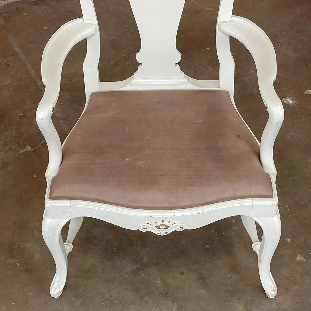 Pair Antique Swedish Painted Armchairs in the Queen Anne Style For Sale 9