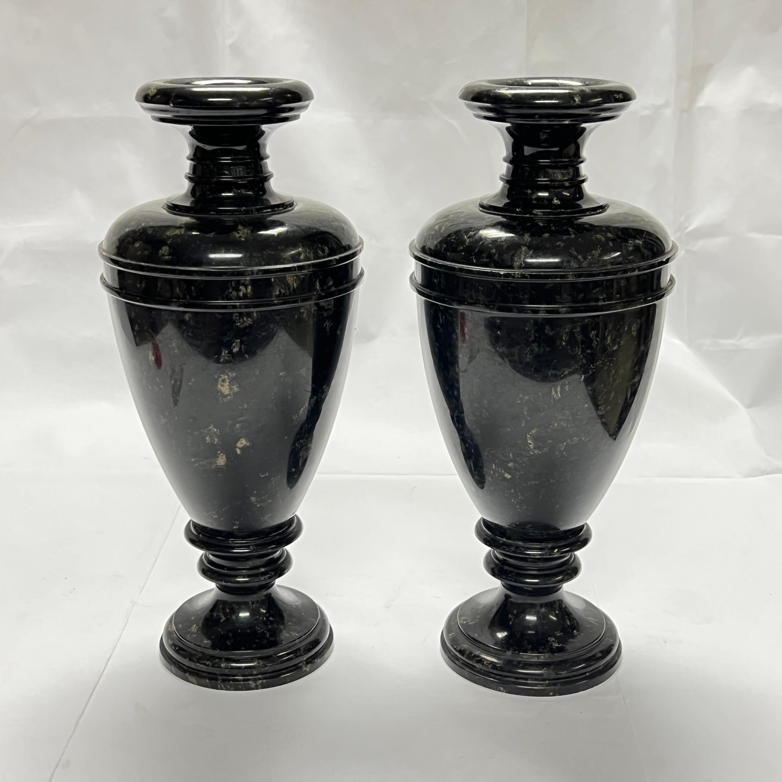Pair Antique Swedish Porphyry (Rannas) Vases.