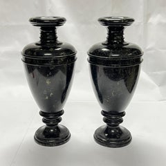 Pair Antique Swedish Porphyry Rannas or Jasper Stone Vases