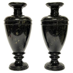 Pair Antique Swedish Porphyry Rannas or Jasper Stone Vases